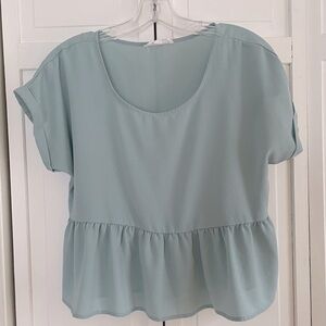 Boat neck short sleeve blouse in light sage